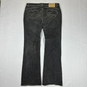 Y2K Apple Bottom Black Denim Flared Jeans Size 34 Waist